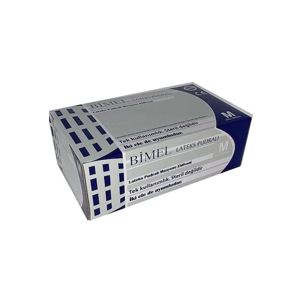 BİMEL Lateks Pudralı (Medium) Muayene Eldiveni 100'lü x 20 Paket / Koli