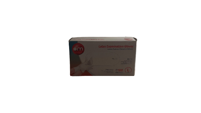 OM Pudrasız Lateks Muayene Eldiveni 100'lü Paket (Large)