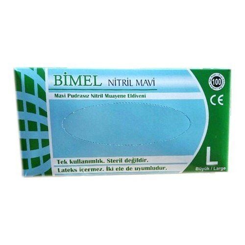 Bimel CoreFood  Mavi  Pudrasız  Nitril Eldiven (Large) 100'lü x 20 Paket / Koli