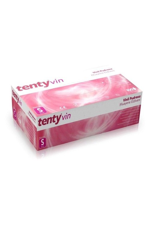 tenty Şeffaf Pudrasız Vinil Muayene Eldiveni 100'lü (Small)