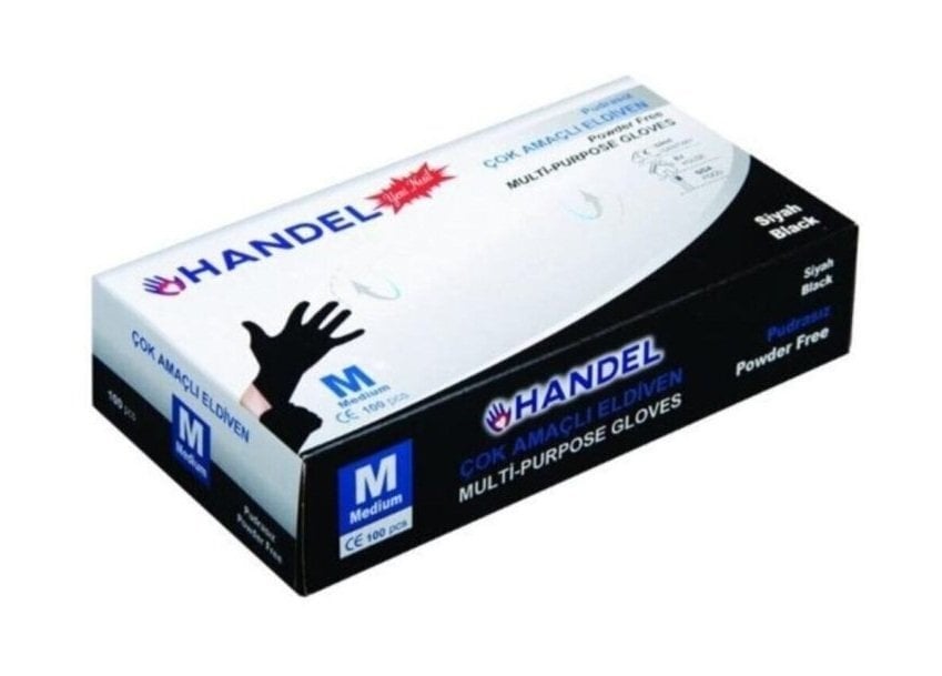 Handel Siyah Pudrasız TPE Eldiven (Medium) 100'lü Paket