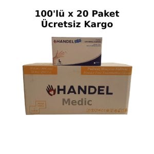 HANDEL Beyaz  Pudrasız TPE Eldiven (Large) 100'lü x 20 Paket - 1 Koli