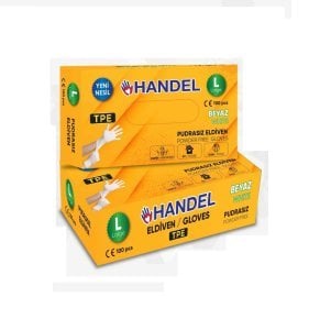 HANDEL Beyaz  Pudrasız TPE Eldiven (Large) 100'lü x 20 Paket - 1 Koli