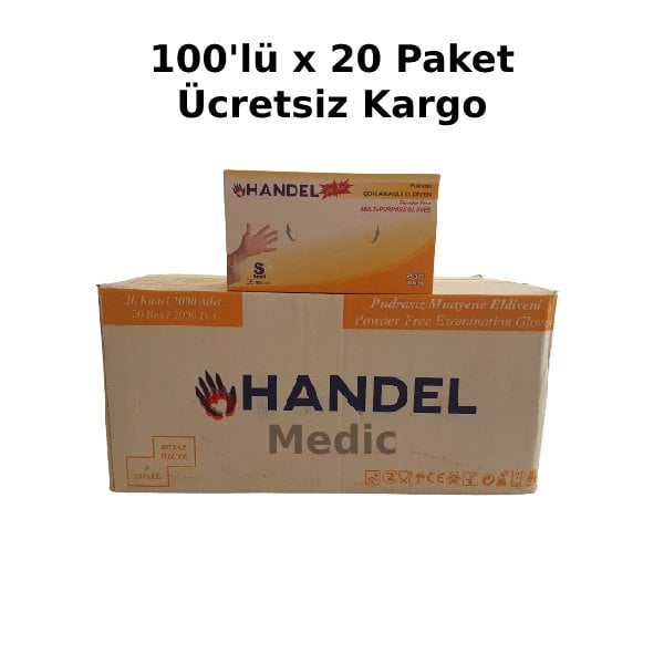 HANDEL Beyaz Pudrasız TPE Eldiven (Small) 100'lü x 20 Paket - 1 Koli