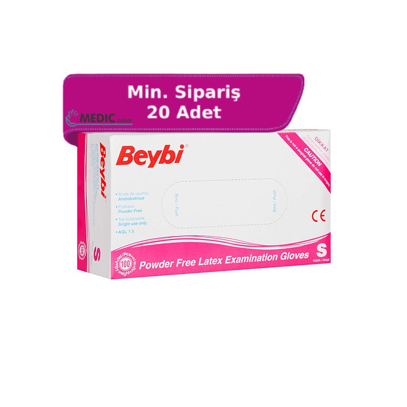 Beybi Pudrasız Lateks Muayene Eldiveni -100'lü Pk (Small)