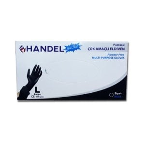 HANDEL Siyah Pudrasız TPE Eldiven (Large) 100'lü x 20 Paket - 1 Koli