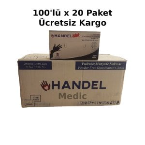 HANDEL Siyah Pudrasız TPE Eldiven (Small) 100'lü x 20 Paket - 1 Koli