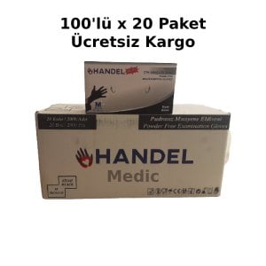 HANDEL Siyah Pudrasız TPE Eldiven (Medium) 100'lü x 20 Paket - 1 Koli