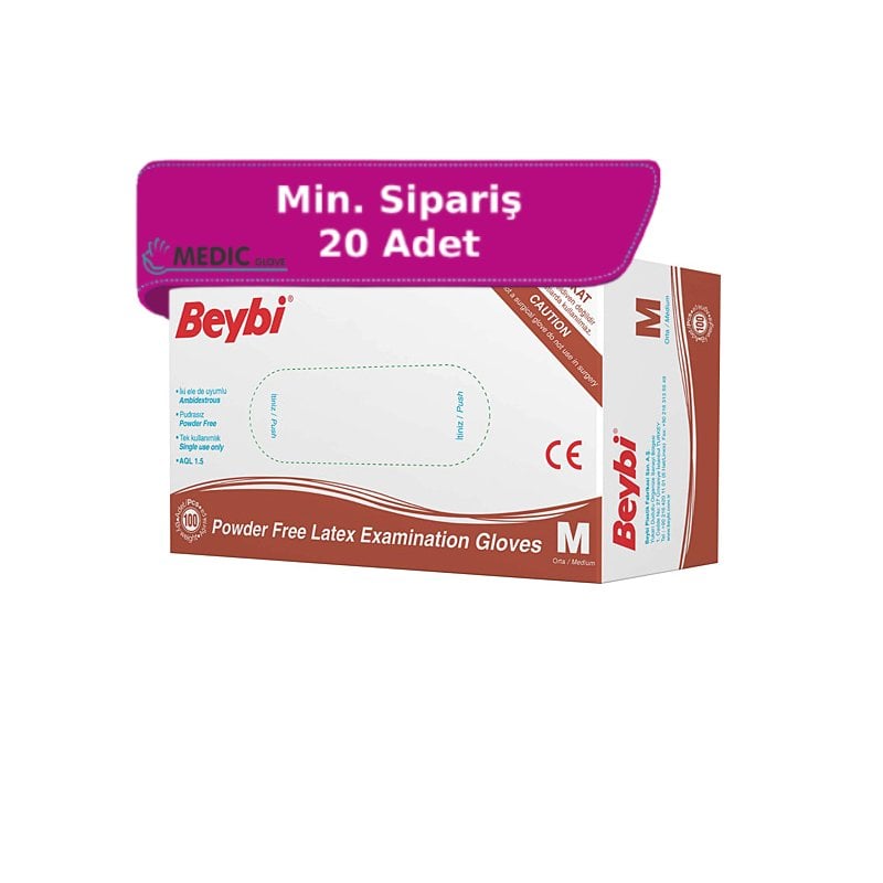 Beybi Pudrasız Lateks Muayene Eldiveni (Medium) - 100'lü
