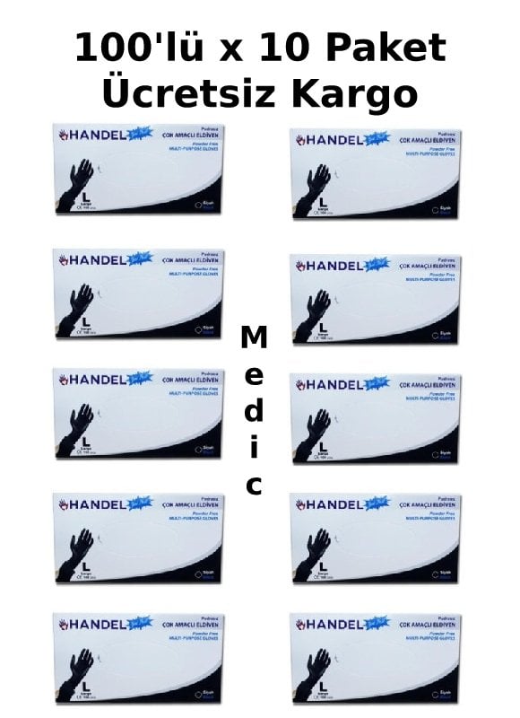 HANDEL Siyah Pudrasız TPE Eldiven (Large) 100'lü x 10 Paket
