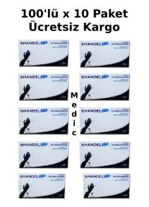 HANDEL Siyah Pudrasız TPE Eldiven (Medium) 100'lü x 10 Paket