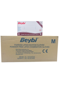 Beybi Pudrasız Lateks Muayene Eldiveni 100'lü (Medium) - 20 Paket / Koli