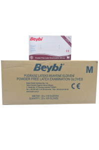 Beybi Pudrasız Lateks Muayene Eldiveni 100'lü (Medium) - 20 Paket / Koli