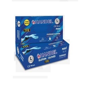 HANDEL Mavi Pudrasız TPE Eldiven (Medium) 100'lü x 20 Paket - 1 Koli