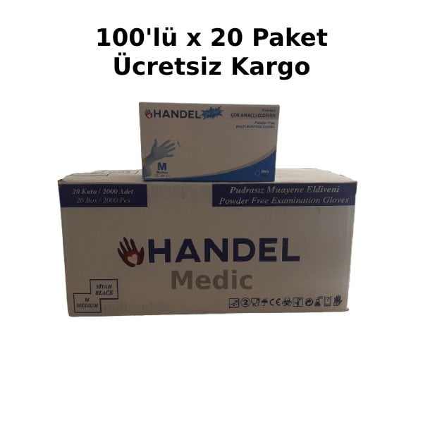 HANDEL Mavi Pudrasız TPE Eldiven (Medium) 100'lü x 20 Paket - 1 Koli