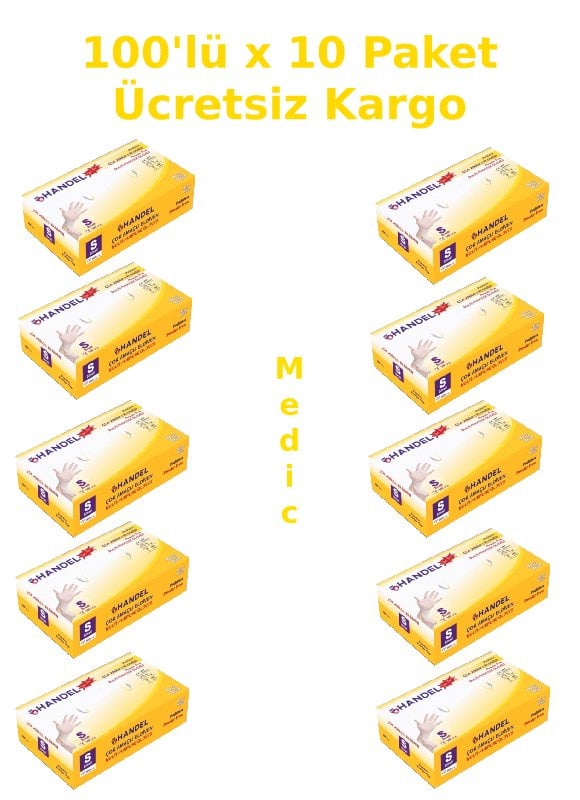 HANDEL Beyaz Pudrasız TPE Eldiven (Small) 100'lü x 10 Paket