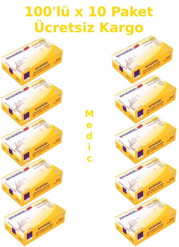 HANDEL Beyaz Pudrasız TPE Eldiven (Medium) 100'lü x 10 Paket