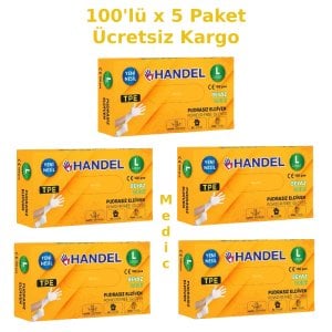 HANDEL Beyaz  Pudrasız TPE Eldiven (Large) 100'lü x 5 Paket