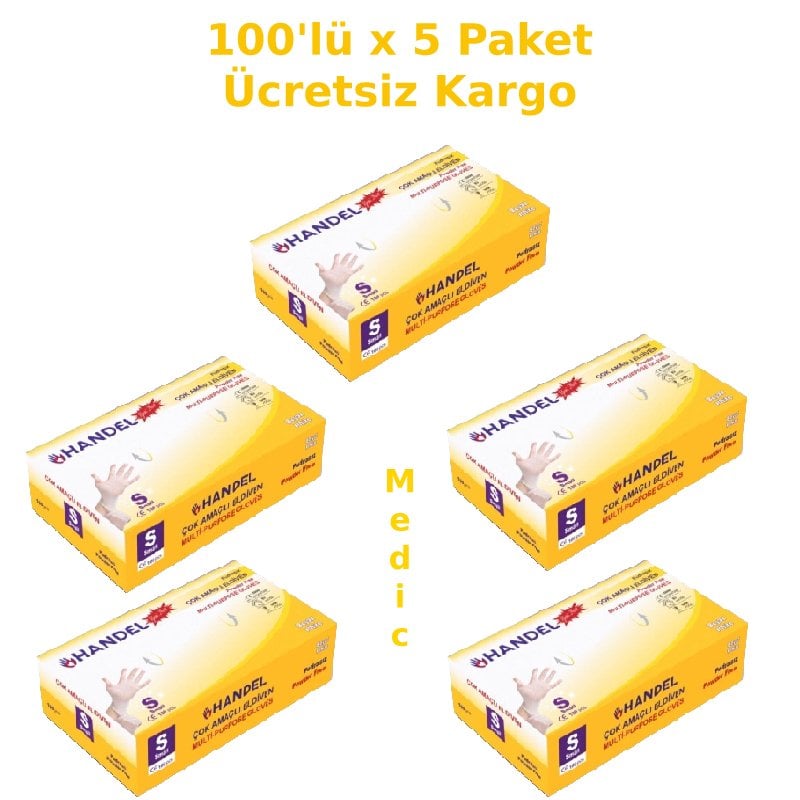 HANDEL Beyaz Pudrasız TPE Eldiven (Small) 100'lü x 5 Paket