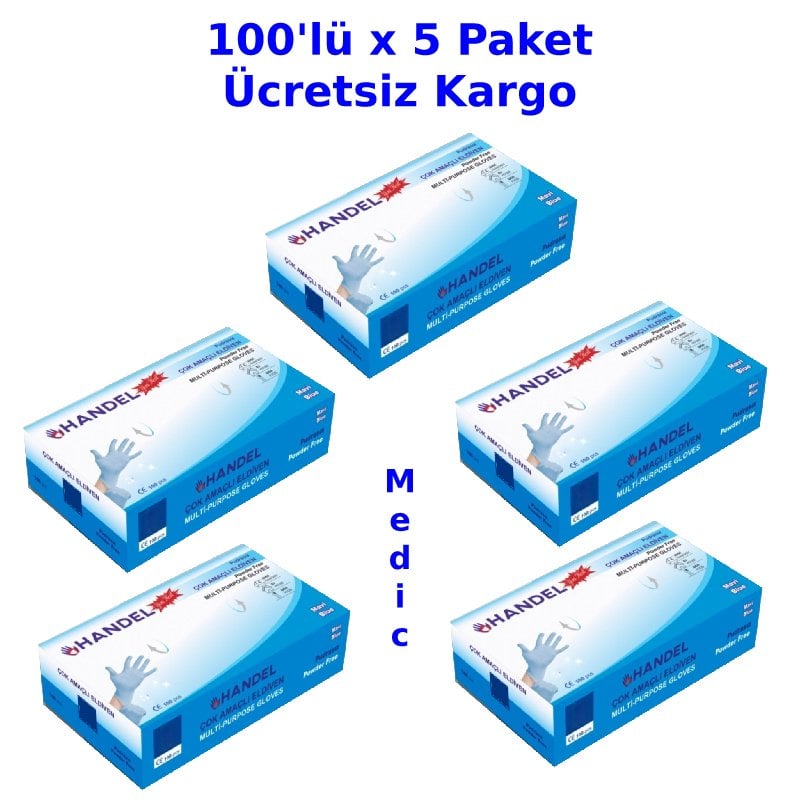 HANDEL Mavi Pudrasız TPE Eldiven (Large) 100'lü x 5 Paket