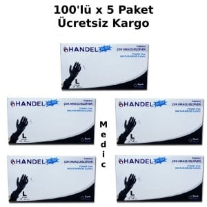 HANDEL Siyah Pudrasız TPE Eldiven (Large) 100'lü x 5 Paket