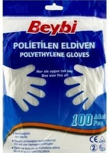 Beybi PET&Poşet Şeffaf Muayene Eldiveni 100'lü Paket