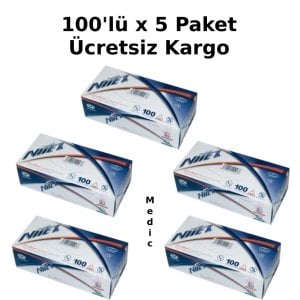 Nitex Mavi Pudrasız Nitril Muayene Eldiveni 100'lü x 5 Pk (Medium)
