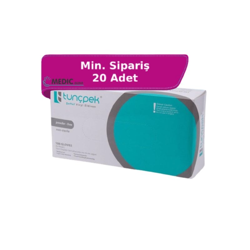 tunçpek Pudrasız Vinil (Small) Muayene Eldiveni -100'lü Paket