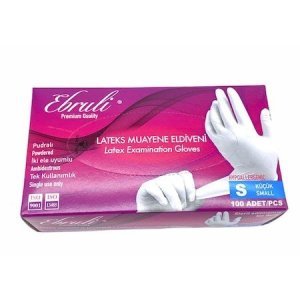 ebruli Lateks Pudralı Muayene Eldiveni (Small) 100'lü x 20 Paket - Koli