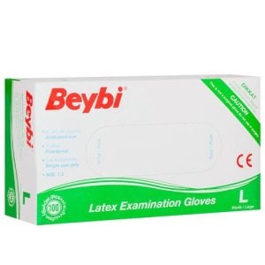 Beybi Pudralı Lateks Muayene Eldiveni (Large) 100'lü x 10 Paket
