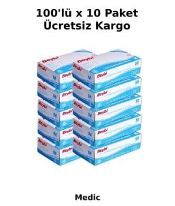 Beybi Pudralı Lateks Muayene Eldiveni (Medium) 100'lü x 10 Paket