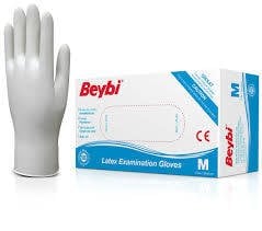 Beybi Pudralı Lateks Muayene Eldiveni (Medium) 100'lü x 10 Paket