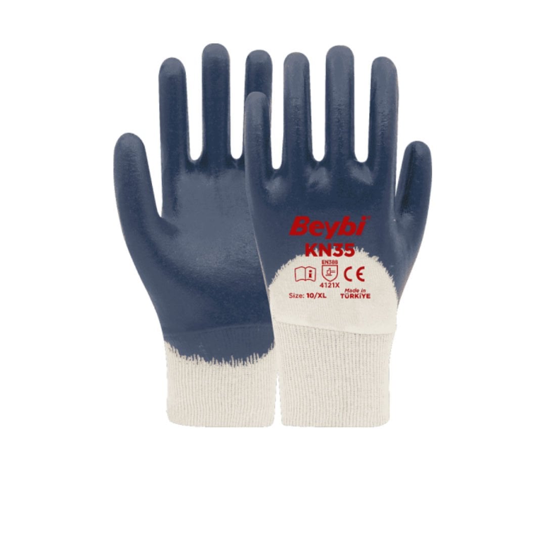 KN35 Yüksek Performanslı 3/4 Nitril Kaplı Pamuk Eldiven