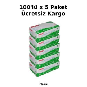 Beybi Pudralı Lateks Muayene Eldiveni (Large) 100'lü x 5 Paket