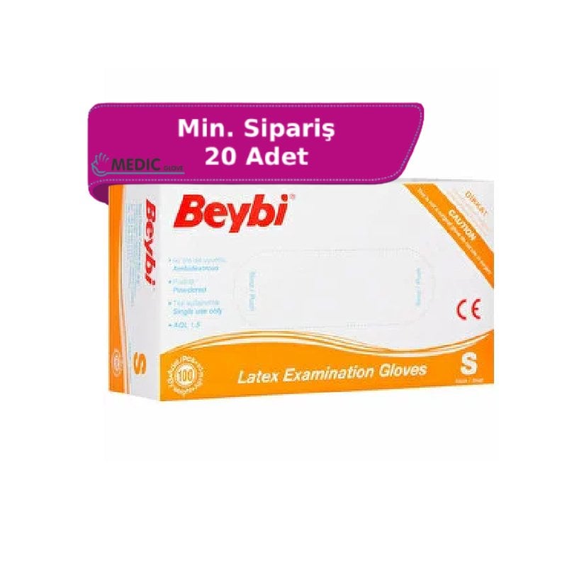 Beybi Pudralı Lateks Muayene Eldiveni (Small) 100'lü Paket