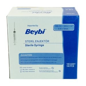 Beybi  5 cc Steril 3P Siyah Uç Enjektör 1800  Adet / Koli