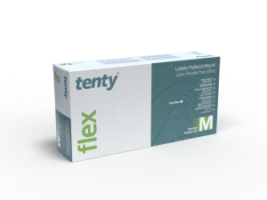 tenty flex Pudrasız Lateks Muayene Eldiveni (Medium) - 10 Paket
