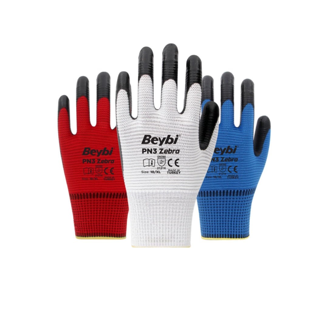 PN3 Zebra Polyester Örme Nitril Eldiven