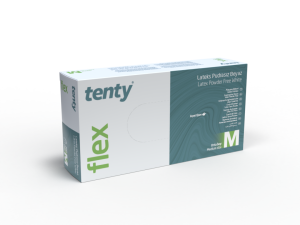 tenty flex Pudrasız Lateks Muayene Eldiveni (Medium) - 5 Paket
