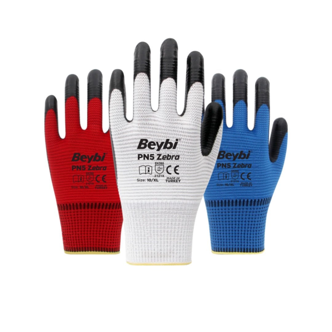 PN5 Zebra Polyester Örme Nitril Eldiven