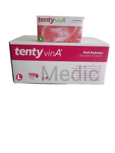 tenty VinA Şeffaf Pudrasız Vinil Muayene Eldiveni (Large) 100'lü x 20 Paket - 1 Koli
