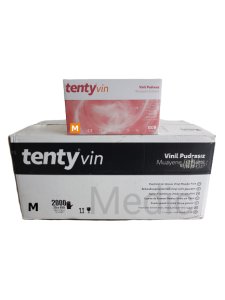 tenty Şeffaf Pudrasız Vinil Muayene Eldiveni (Medium) 100'lü x 20 Paket / Koli