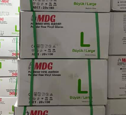 Şeffaf Pudrasız Vinil Muayene Eldiveni (Large) 100'lü x 20 Paket - 1 Koli