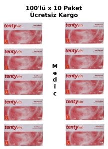 tenty Şeffaf Pudrasız Vinil Muayene Eldiveni (Large) 100'lü x 10 Paket