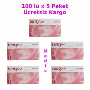 tenty Şeffaf Pudrasız Vinil Muayene Eldiveni 100'lü (Small) 5 Paket