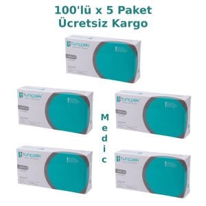 tunçpek Pudrasız Vinil (Vinyl) Muayene Eldiveni -100'lü x 5 Paket (Medium)