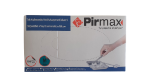 Pirmax Vinil Muayene Eldiveni Pudrasız 100'lü Paket (Medium-Orta)