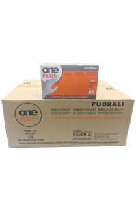 OnePlus Lateks Pudralı Muayene Eldiveni (Medium) 100'lü x 20 Paket - Koli