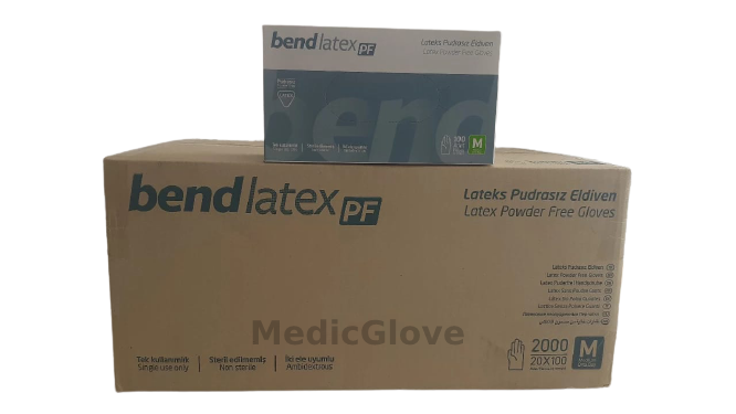 bend latex Pudrasız Lateks Muayene Eldiveni (Medium) 20 Paket - 1 Koli