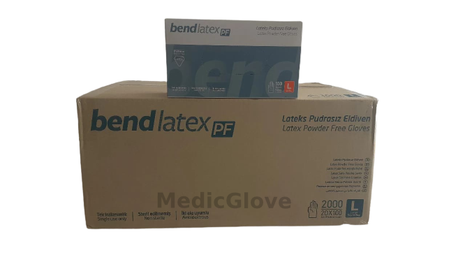 bend latex Pudrasız Lateks Muayene Eldiveni (Large) 20 Paket - 1 Koli